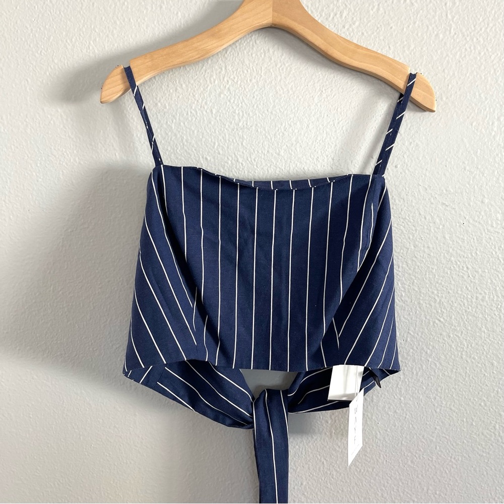 Striped Navy Blue Wrap Crop Top